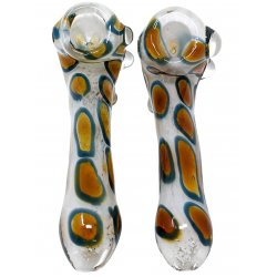 5.5" Frit Dual Color Polka Dot Double Marble Sherlock Hand Pipe - (Pack of 2) [STJ73]